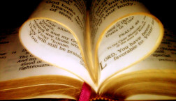 Bible pages folded into a heart